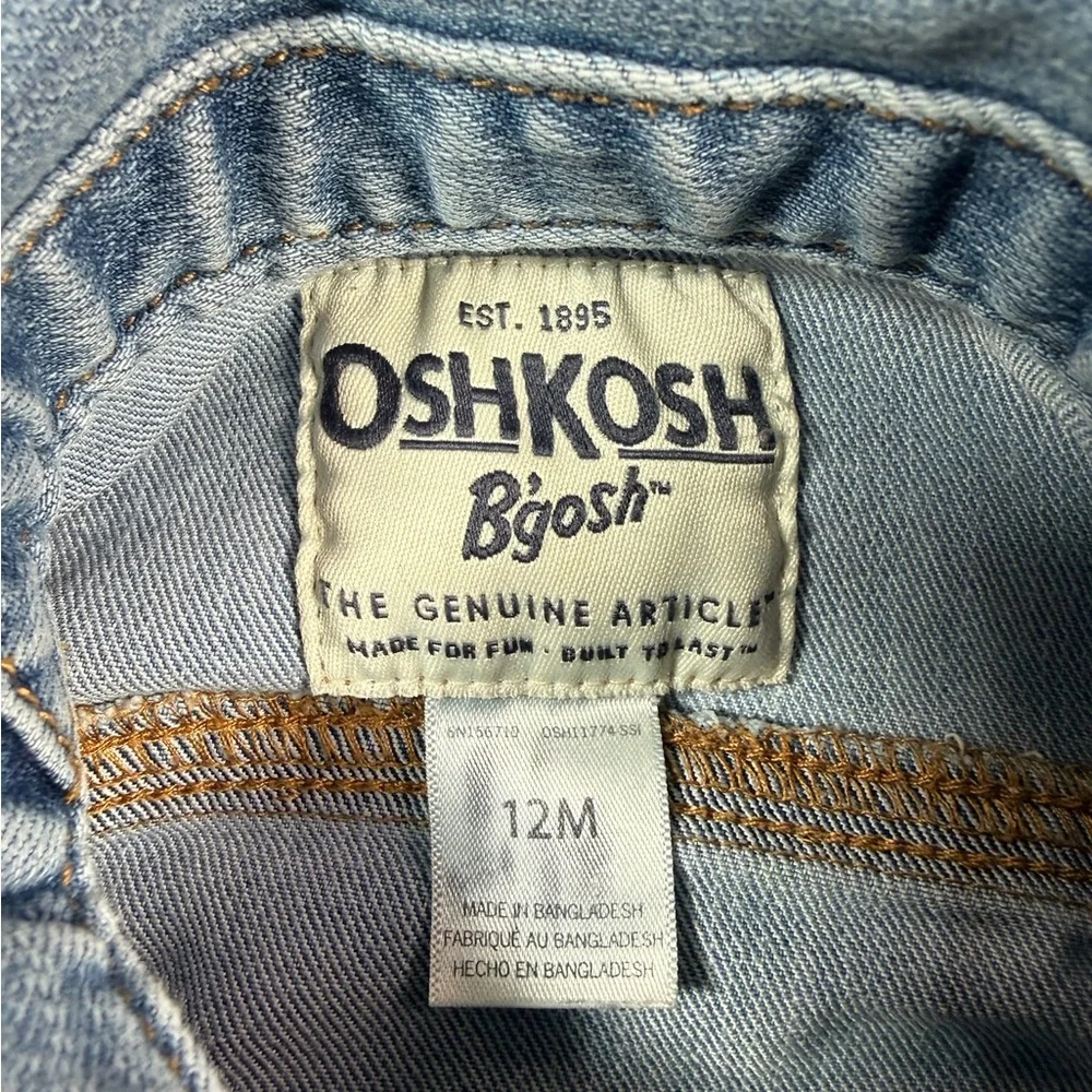 OSHKOSH B’GOSH Denim Jacket Girl 12M Light Wash Polka Dot Classic Jean‎ Jacket